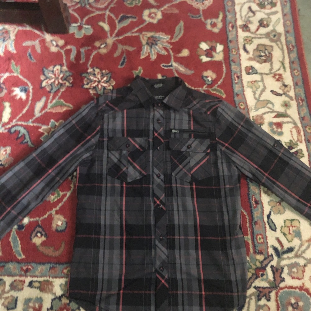 Men's Black and Red Plaid Shirt